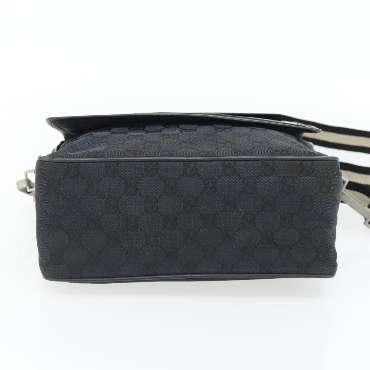 GUCCI GG Canvas Shoulder Bag Black Silver 019 0375 Auth 178842