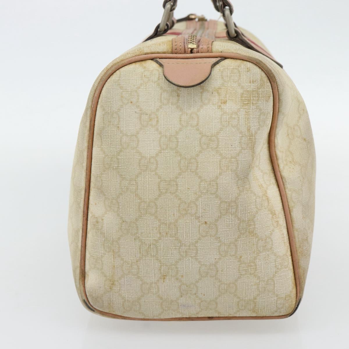 GUCCI GG Supreme Sherry Line Boston Bag PVC Beige Gold 189895 Auth 178843