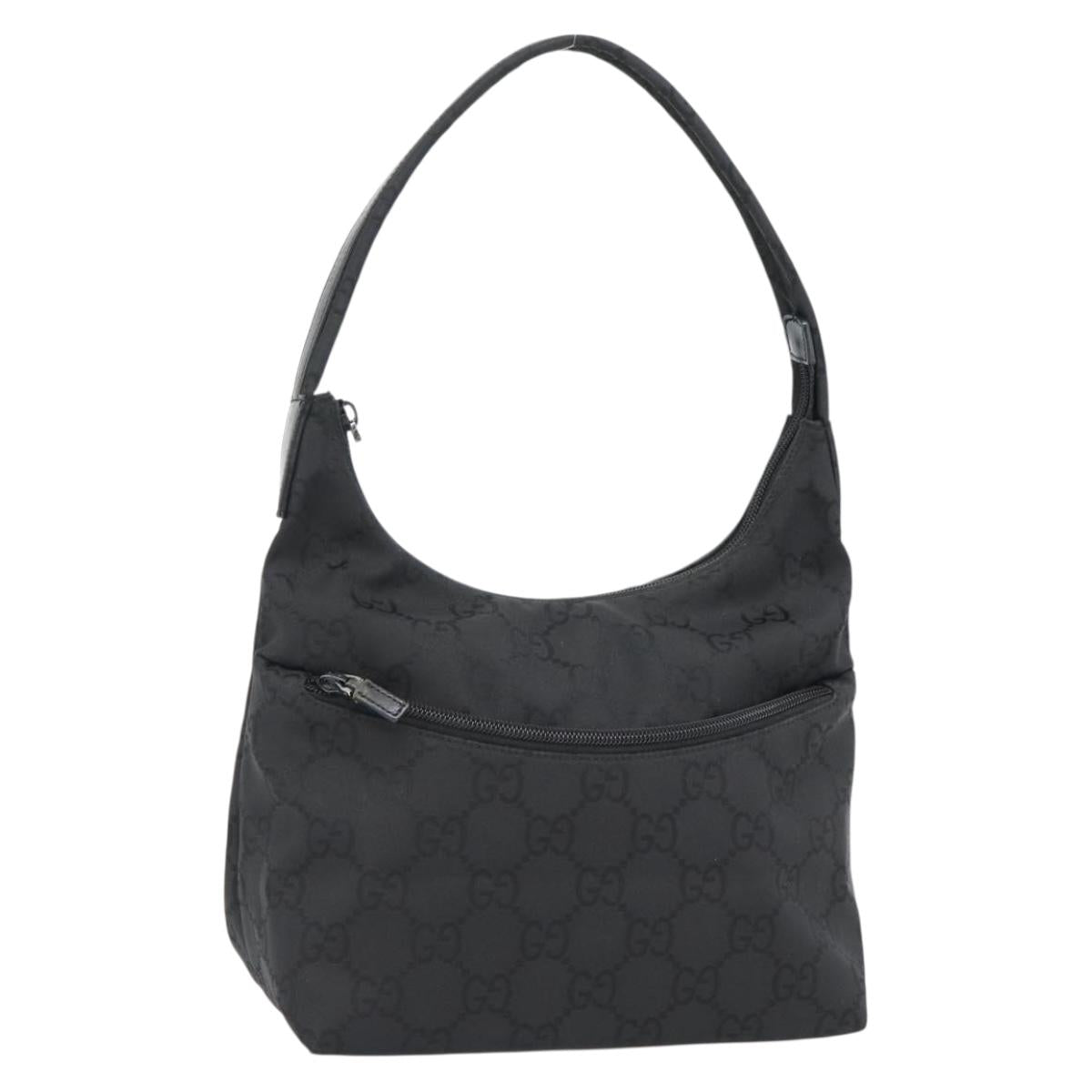 GUCCI GG Canvas Shoulder Bag Nylon Black Silver 01 3386 Auth 178845