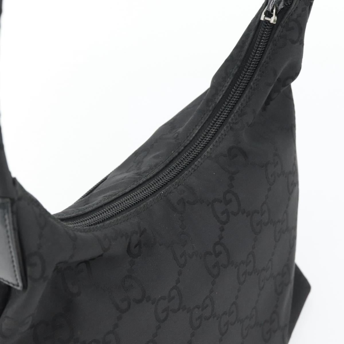GUCCI GG Canvas Shoulder Bag Nylon Black Silver 01 3386 Auth 178845