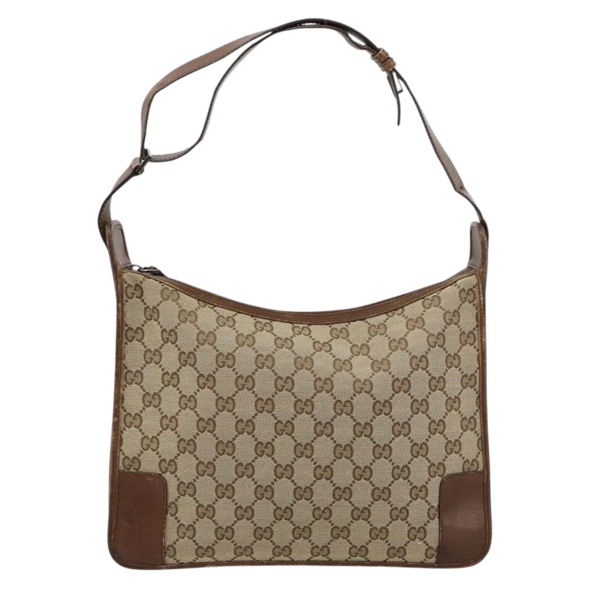 GUCCI GG Canvas Shoulder Bag Beige Silver 001 4205 Auth 178846