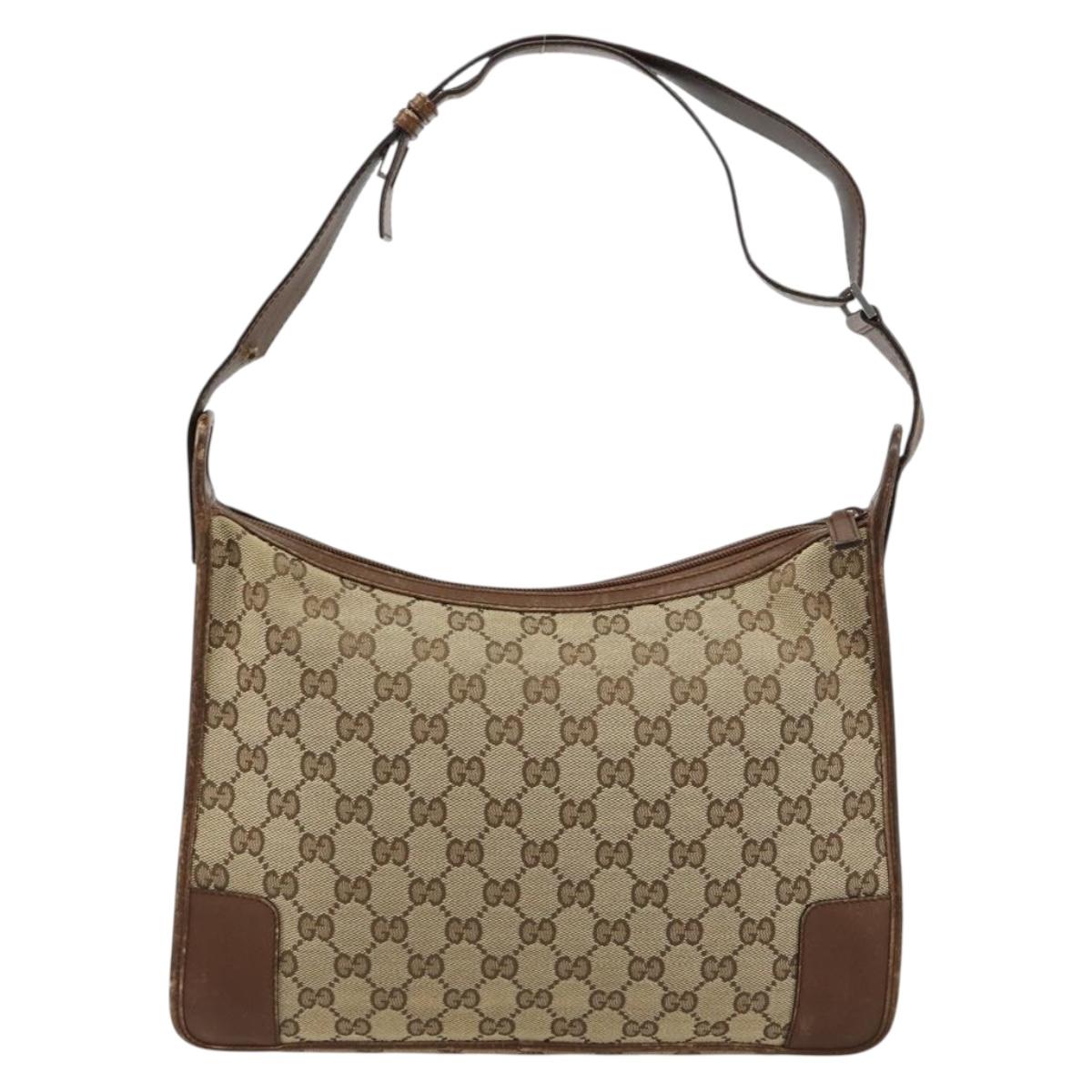 GUCCI GG Canvas Shoulder Bag Beige Silver 001 4205 Auth 178846