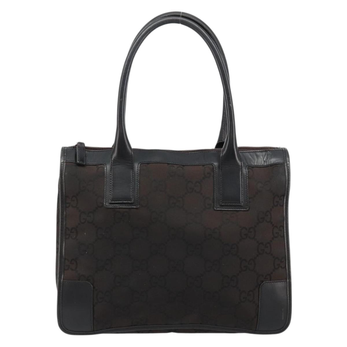 GUCCI GG Canvas Hand Bag Nylon Outlet Black Silver 143742 Auth 178847