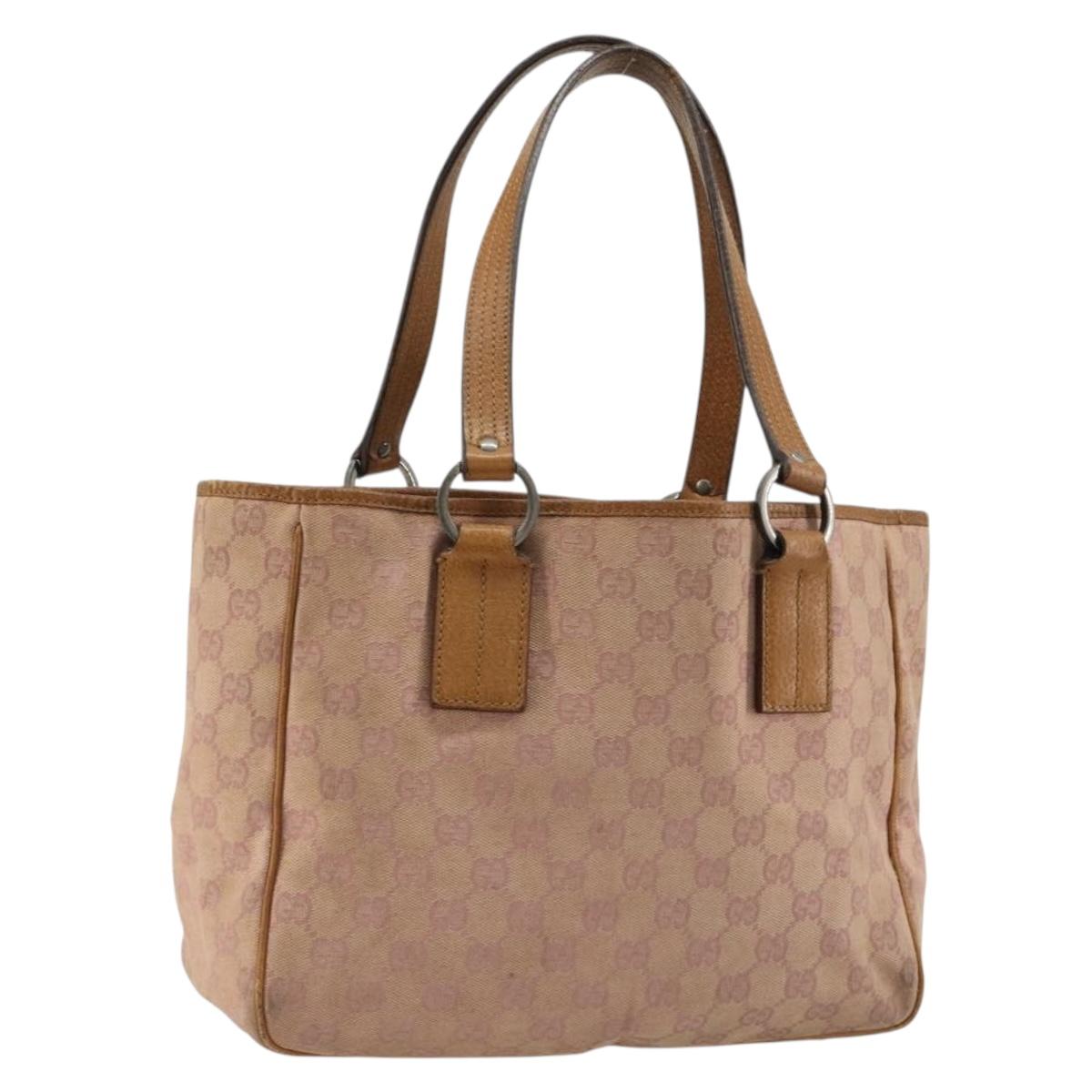 GUCCI GG Canvas Tote Bag Pink Silver 113019 Auth 178848