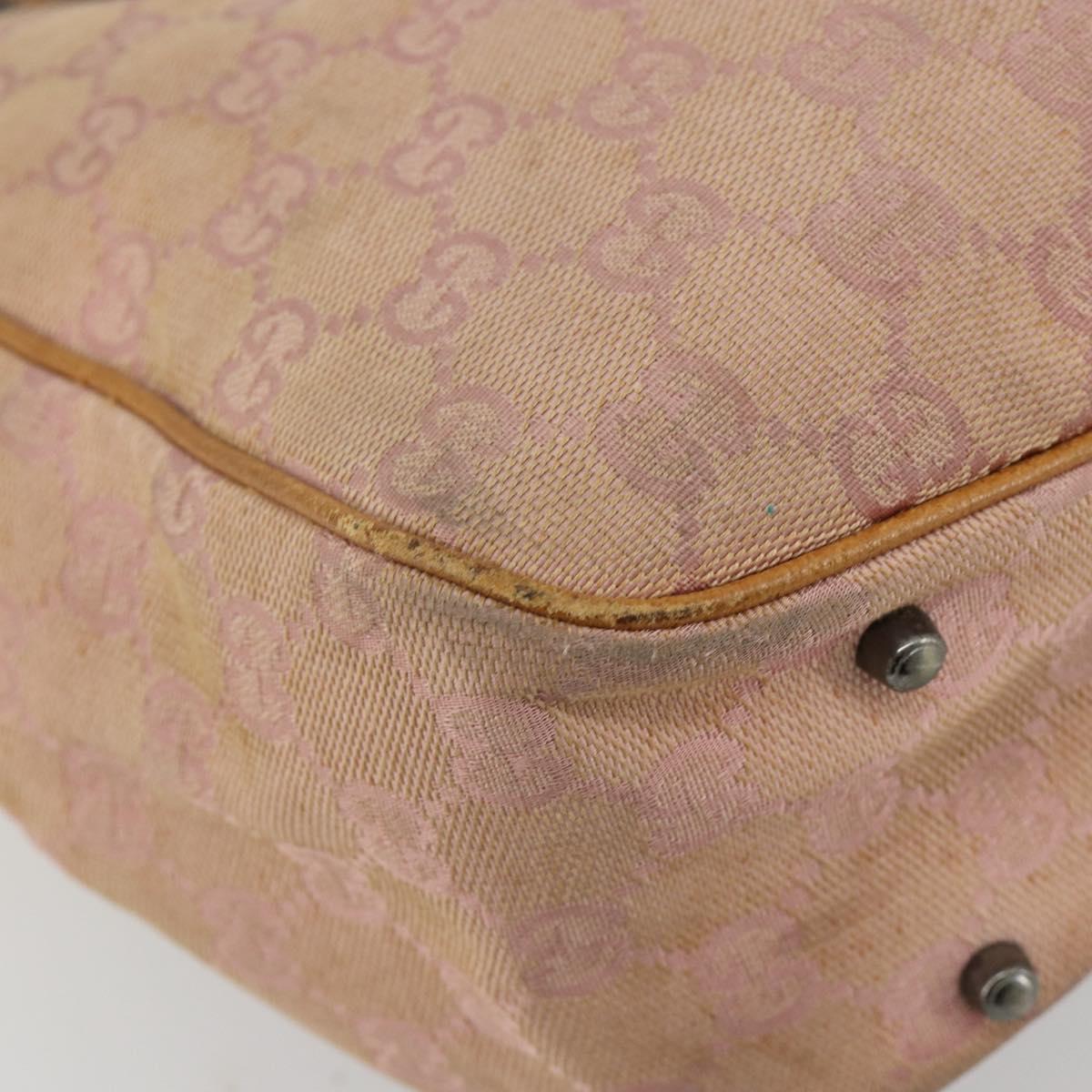 GUCCI GG Canvas Tote Bag Pink Silver 113019 Auth 178848
