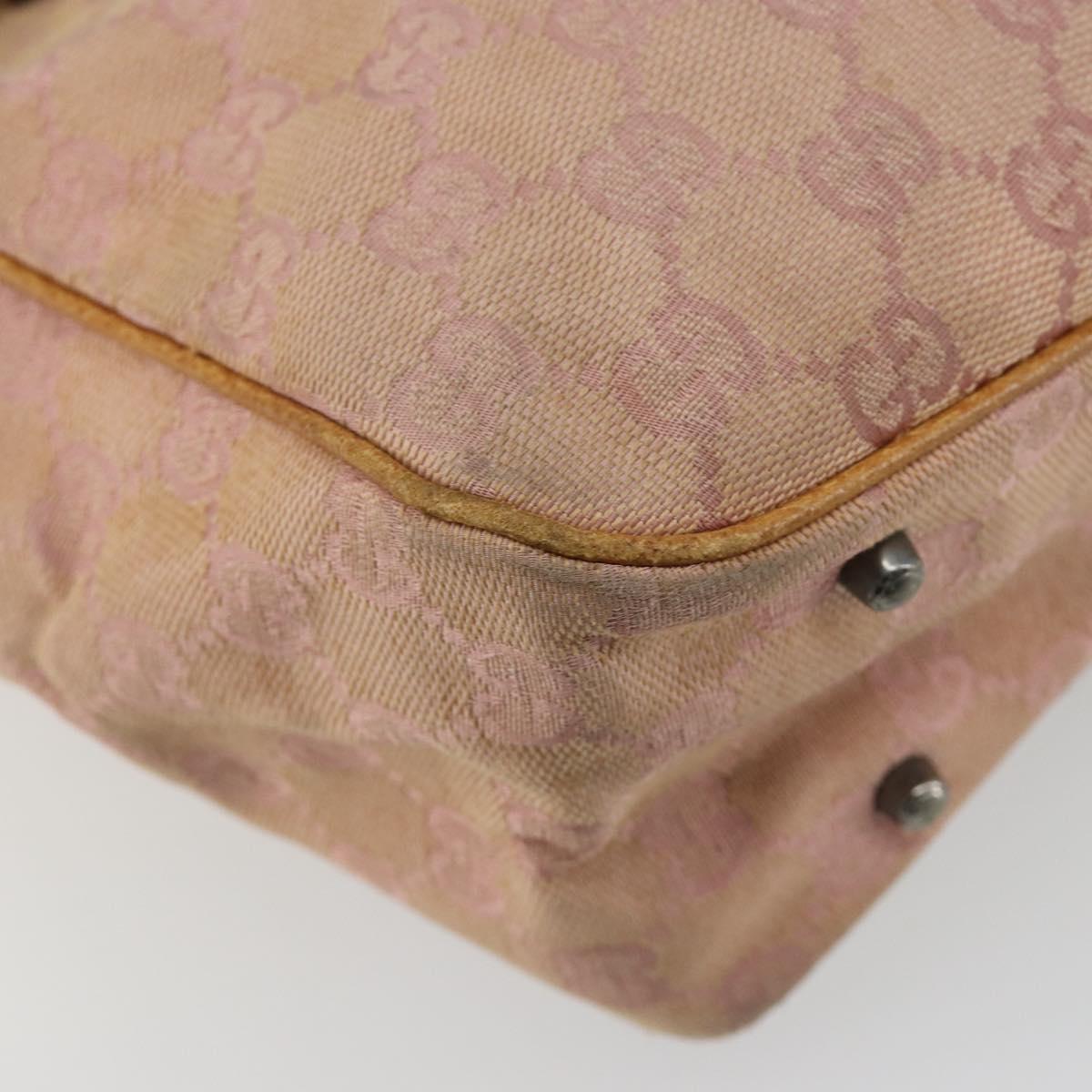 GUCCI GG Canvas Tote Bag Pink Silver 113019 Auth 178848