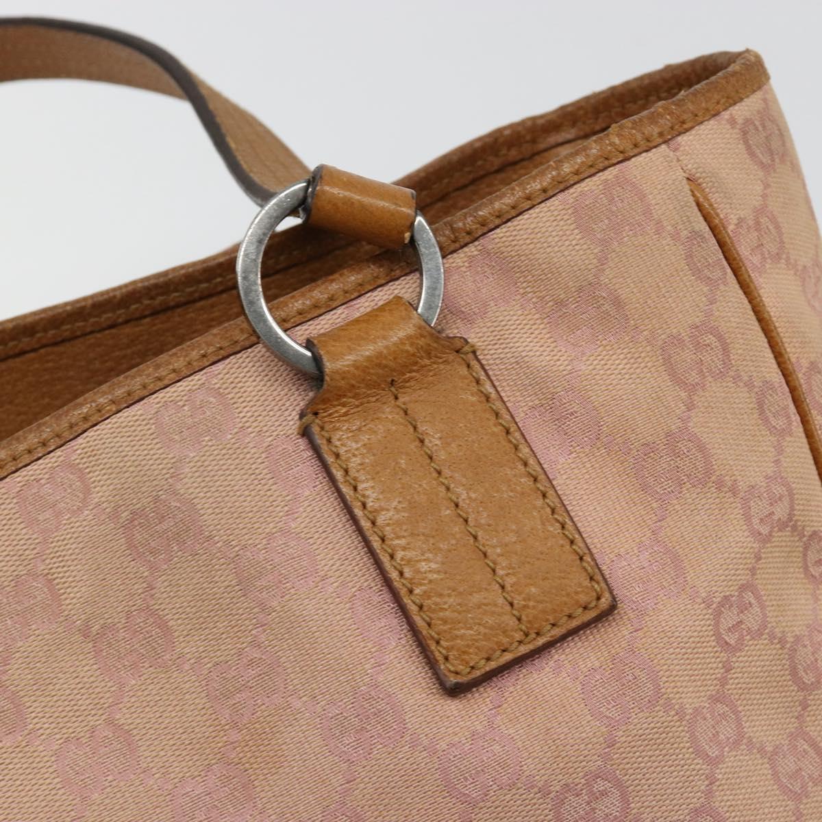 GUCCI GG Canvas Tote Bag Pink Silver 113019 Auth 178848