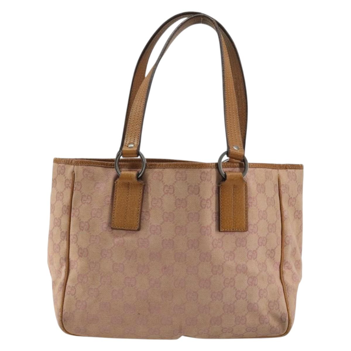 GUCCI GG Canvas Tote Bag Pink Silver 113019 Auth 178848