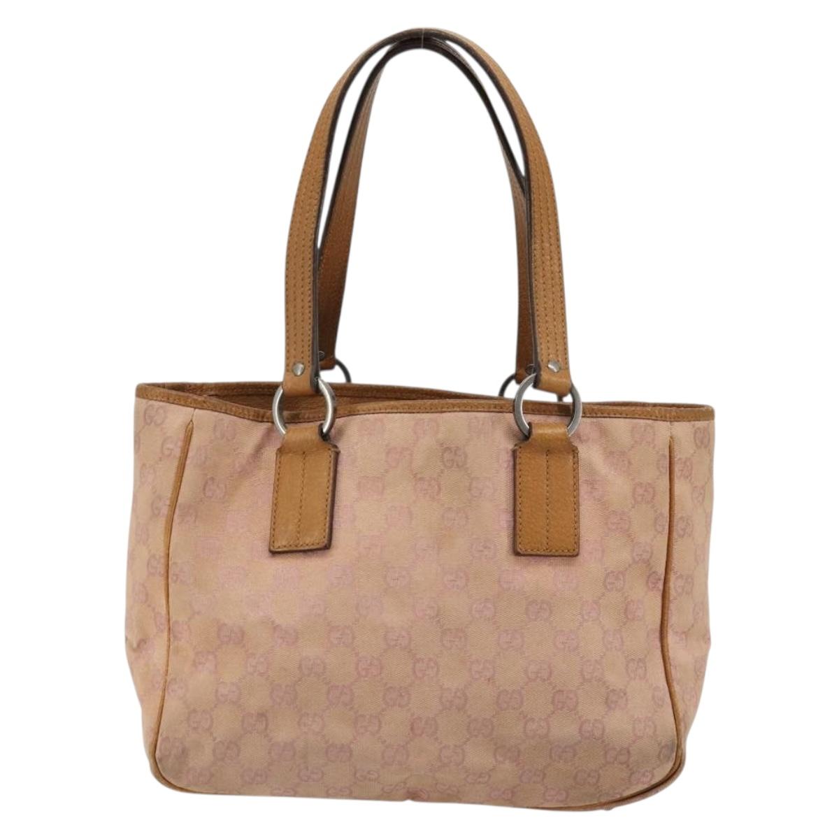 GUCCI GG Canvas Tote Bag Pink Silver 113019 Auth 178848