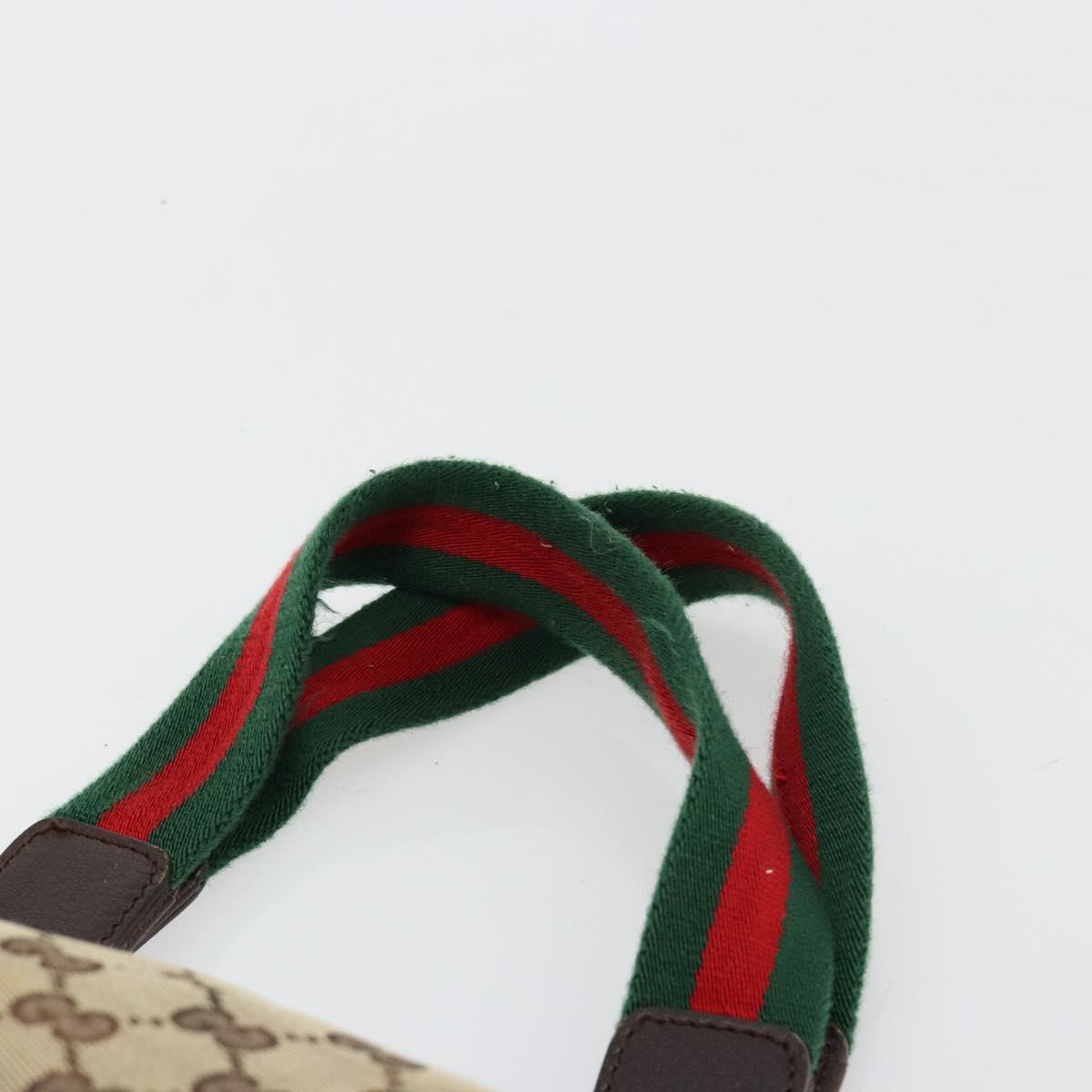 GUCCI GG Canvas Web Sherry Line Hand Bag Beige Silver Auth 178849