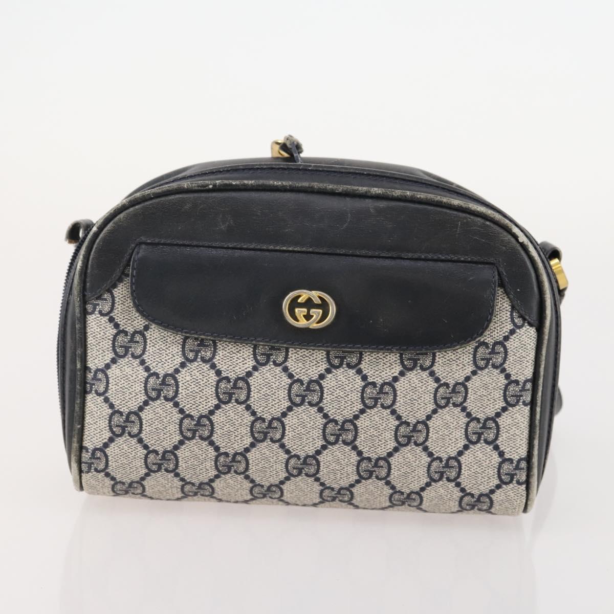 GUCCI GG Canvas GG Supreme Bag PVC Leather Nylon 3 Set Navy Blue Auth 178850