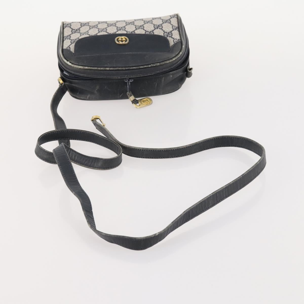 GUCCI GG Canvas GG Supreme Bag PVC Leather Nylon 3 Set Navy Blue Auth 178850