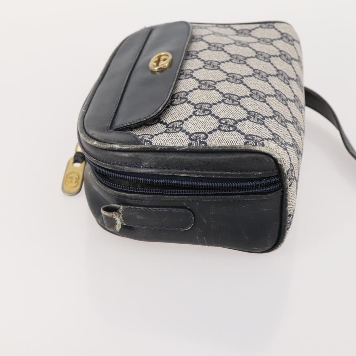 GUCCI GG Canvas GG Supreme Bag PVC Leather Nylon 3 Set Navy Blue Auth 178850