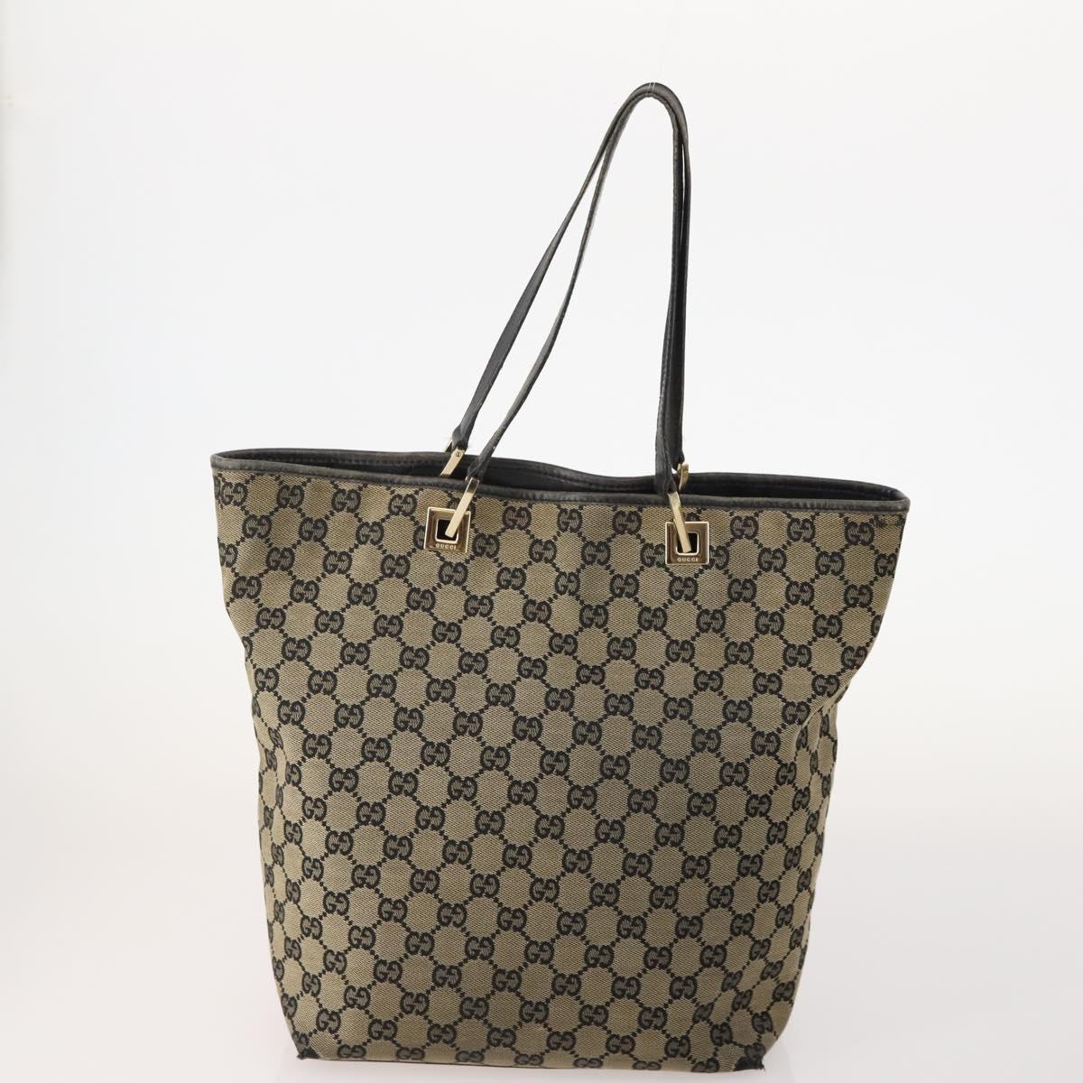 GUCCI GG Canvas Tote Bag 4 Set Navy Beige Auth 178851