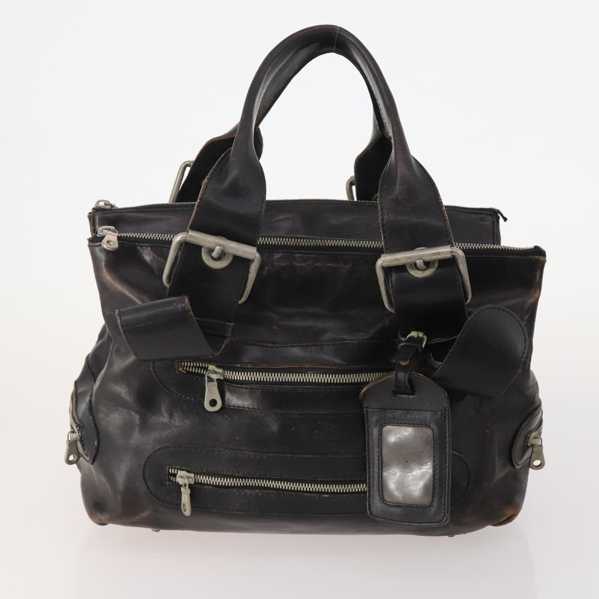 GIVENCHY Chloe Hand Bag Leather 3 Set Black Brown Auth 178857