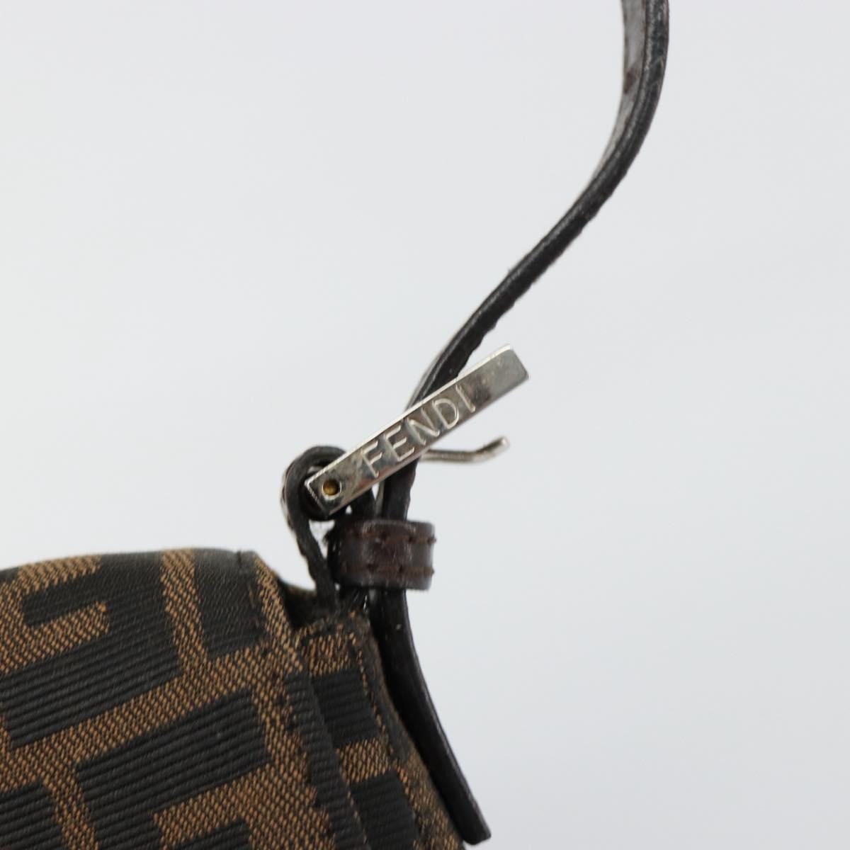 FENDI Zucca Canvas Mamma Baguette Shoulder Bag Black Brown Auth 178866SAM