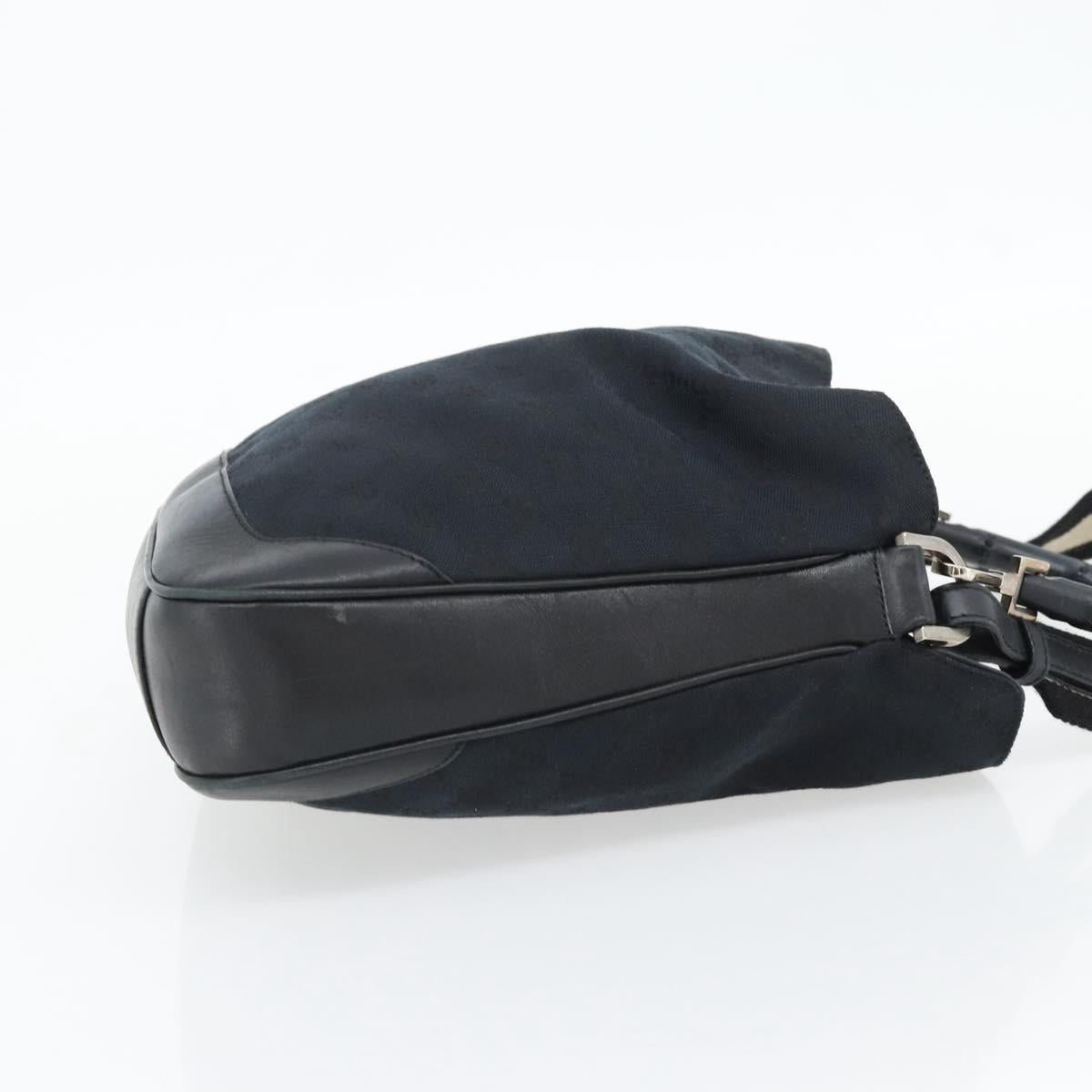 GUCCI GG Canvas Bamboo Shoulder Bag 2way Black Silver 001 4095 Auth 178867