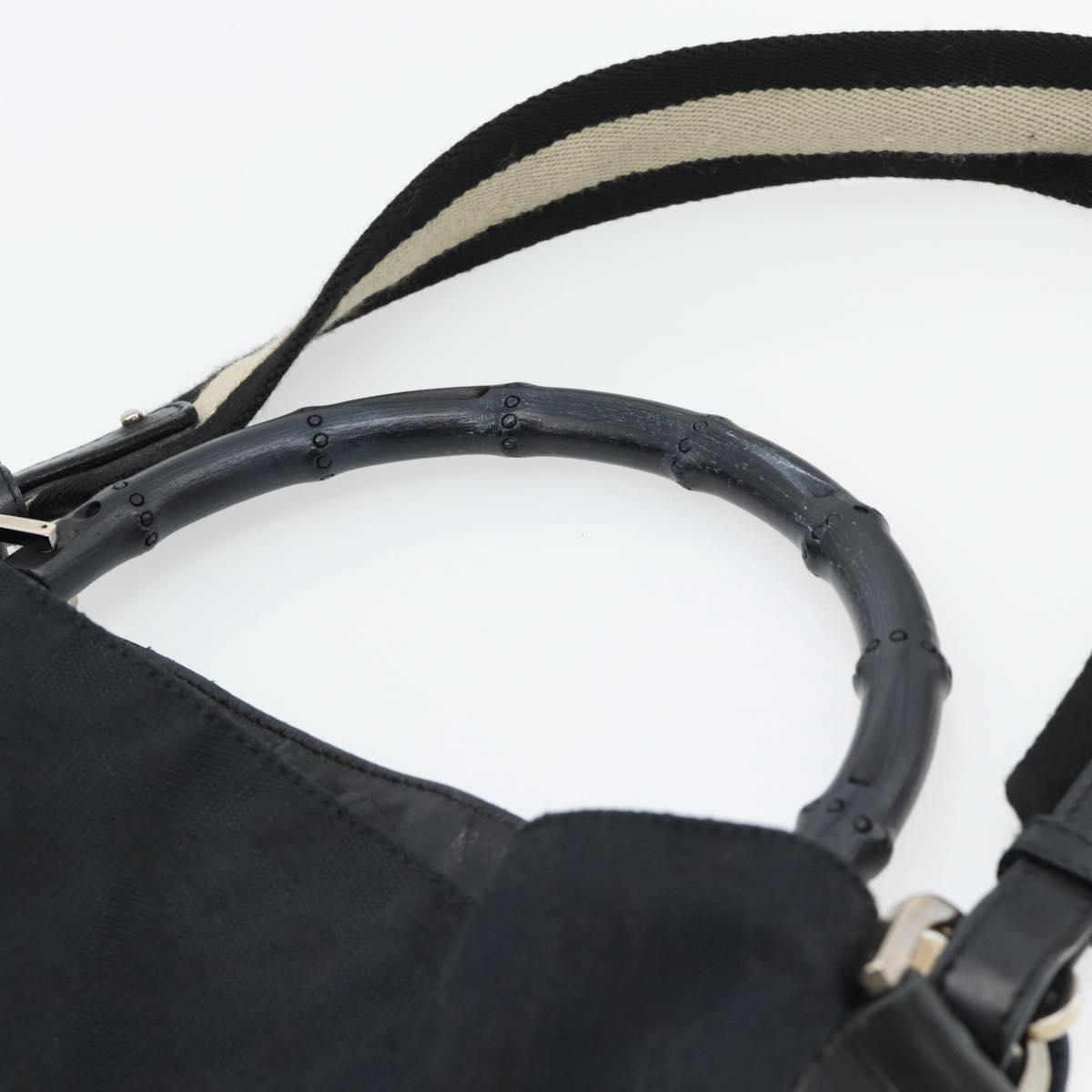 GUCCI GG Canvas Bamboo Shoulder Bag 2way Black Silver 001 4095 Auth 178867
