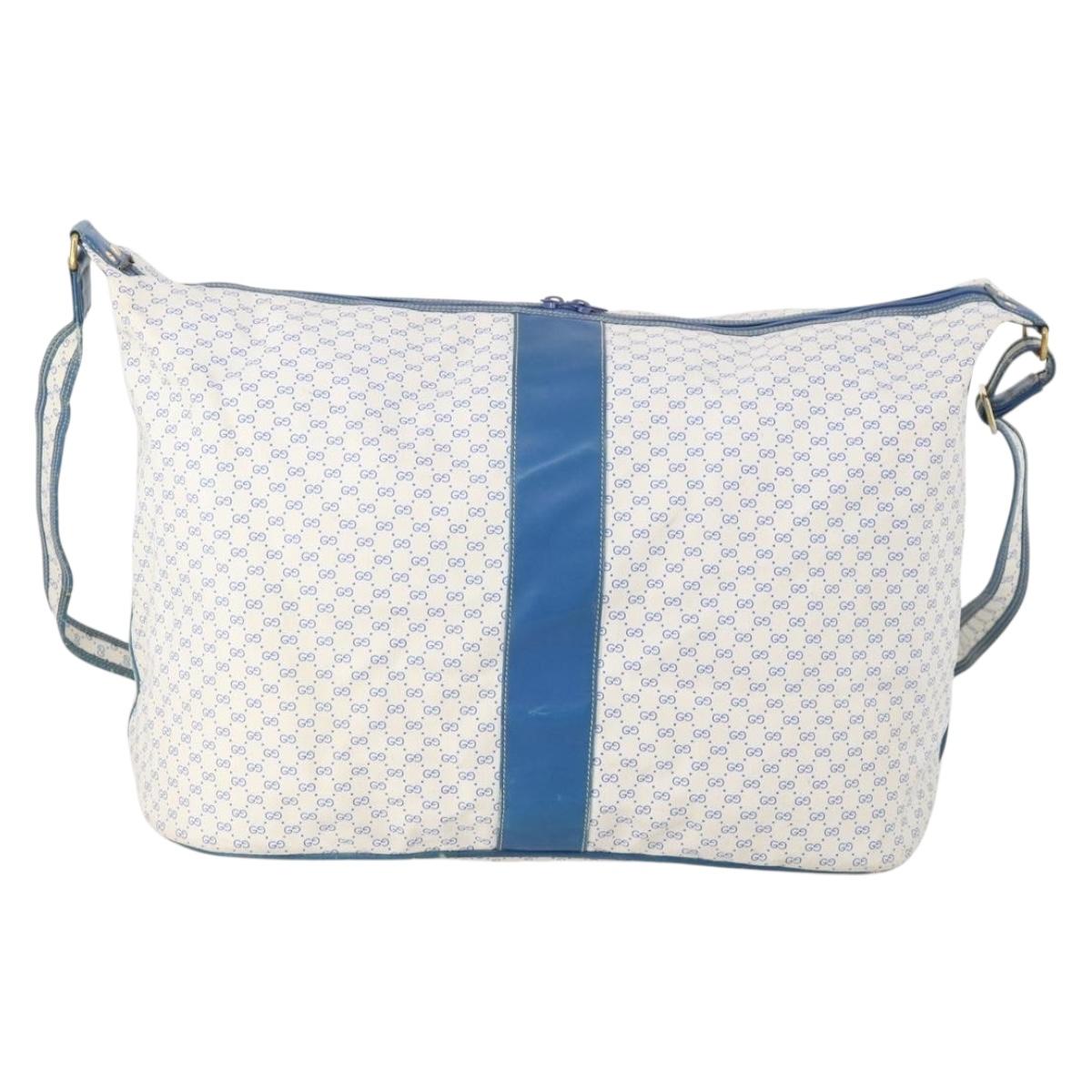 GUCCI Micro GG Supreme Shoulder Bag PVC Blue Gold Auth 178868
