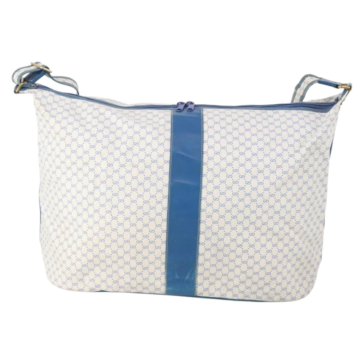 GUCCI Micro GG Supreme Shoulder Bag PVC Blue Gold Auth 178868