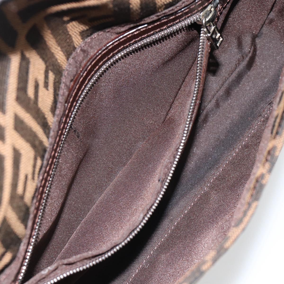 FENDI Zucca Canvas Mamma Baguette Shoulder Bag Black Brown Auth 178872SAM