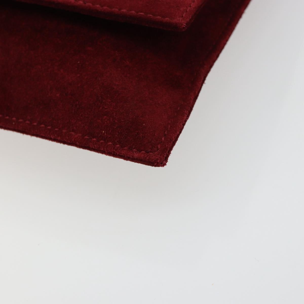 FENDI Plastic Chain Shoulder Bag Suede Red Auth 178876