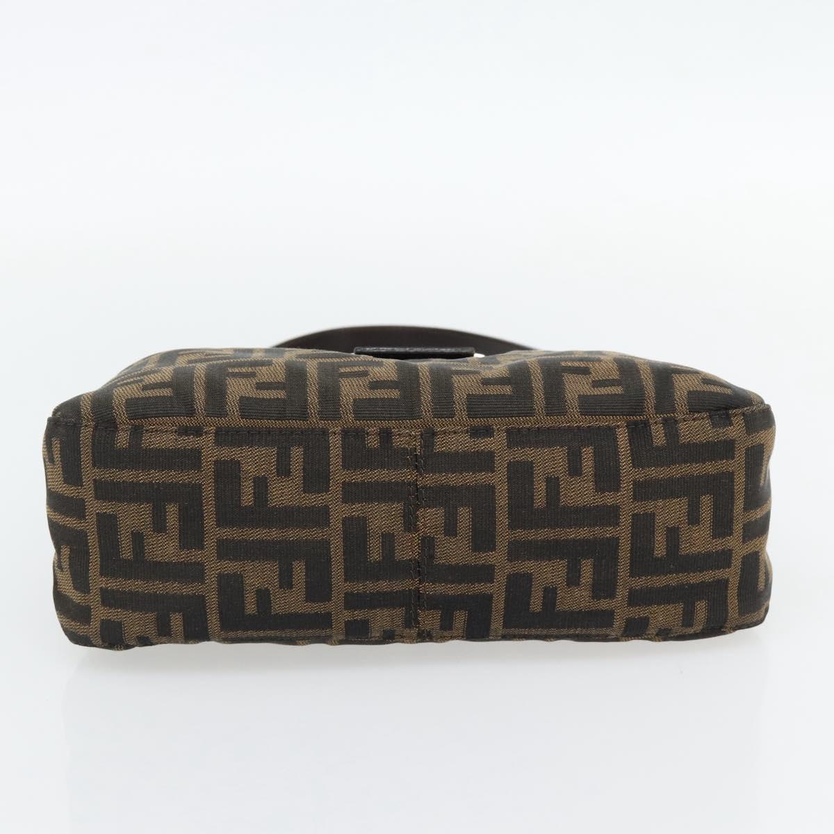 FENDI Zucca Canvas Mamma Baguette Shoulder Bag Black Brown Auth 178877SAM