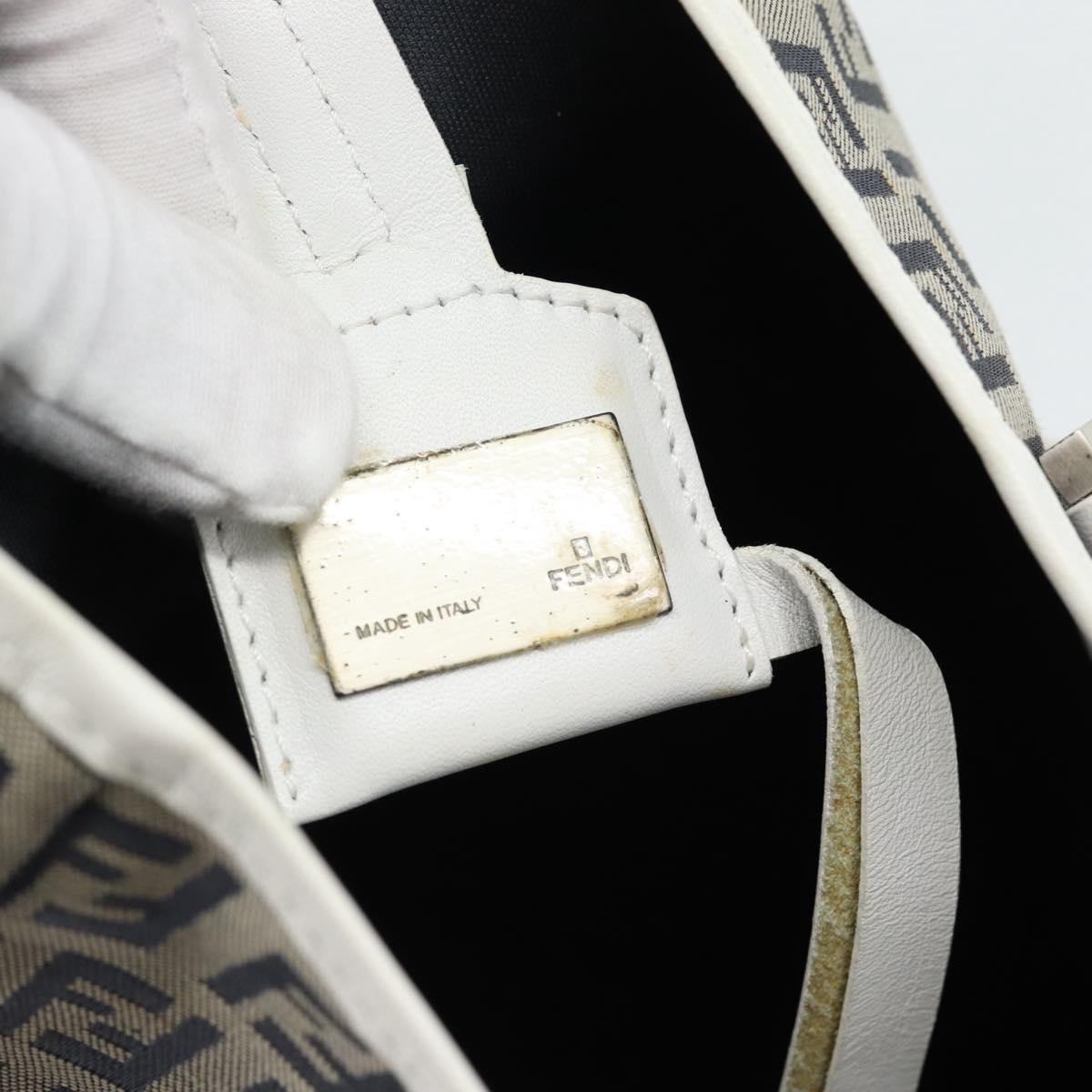 FENDI Zucchino Canvas Hand Bag Navy Silver Auth 178879