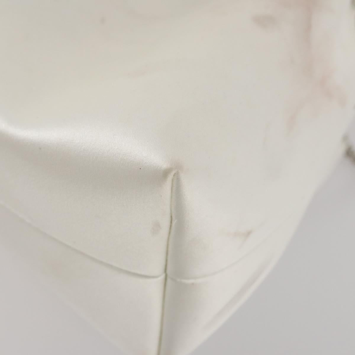 Jimmy Choo Bonbon Chain Shoulder Bag Satin 2way White Silver Auth 178886