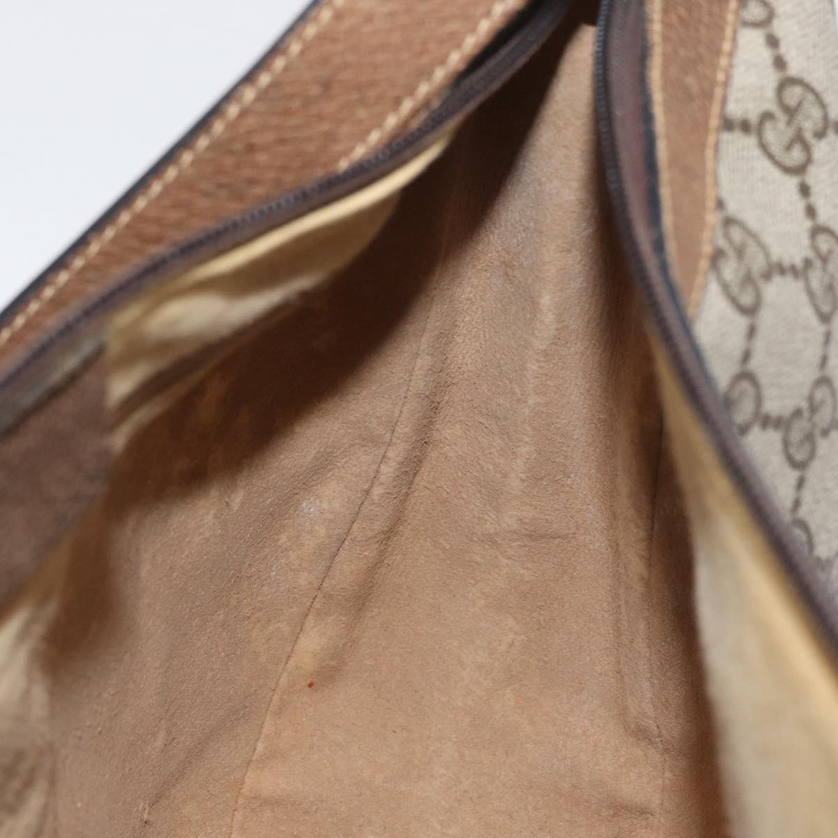 GUCCI GG Supreme Web Sherry Line Shoulder Bag PVC Beige Gold Auth 178890