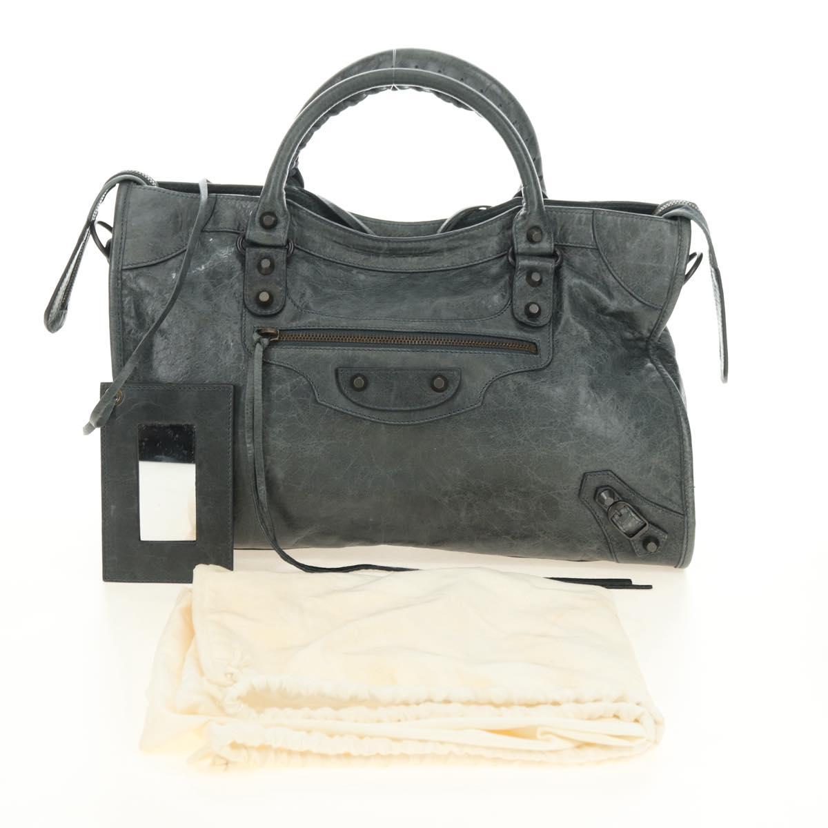BALENCIAGA The City Hand Bag Leather Green Auth 178891V