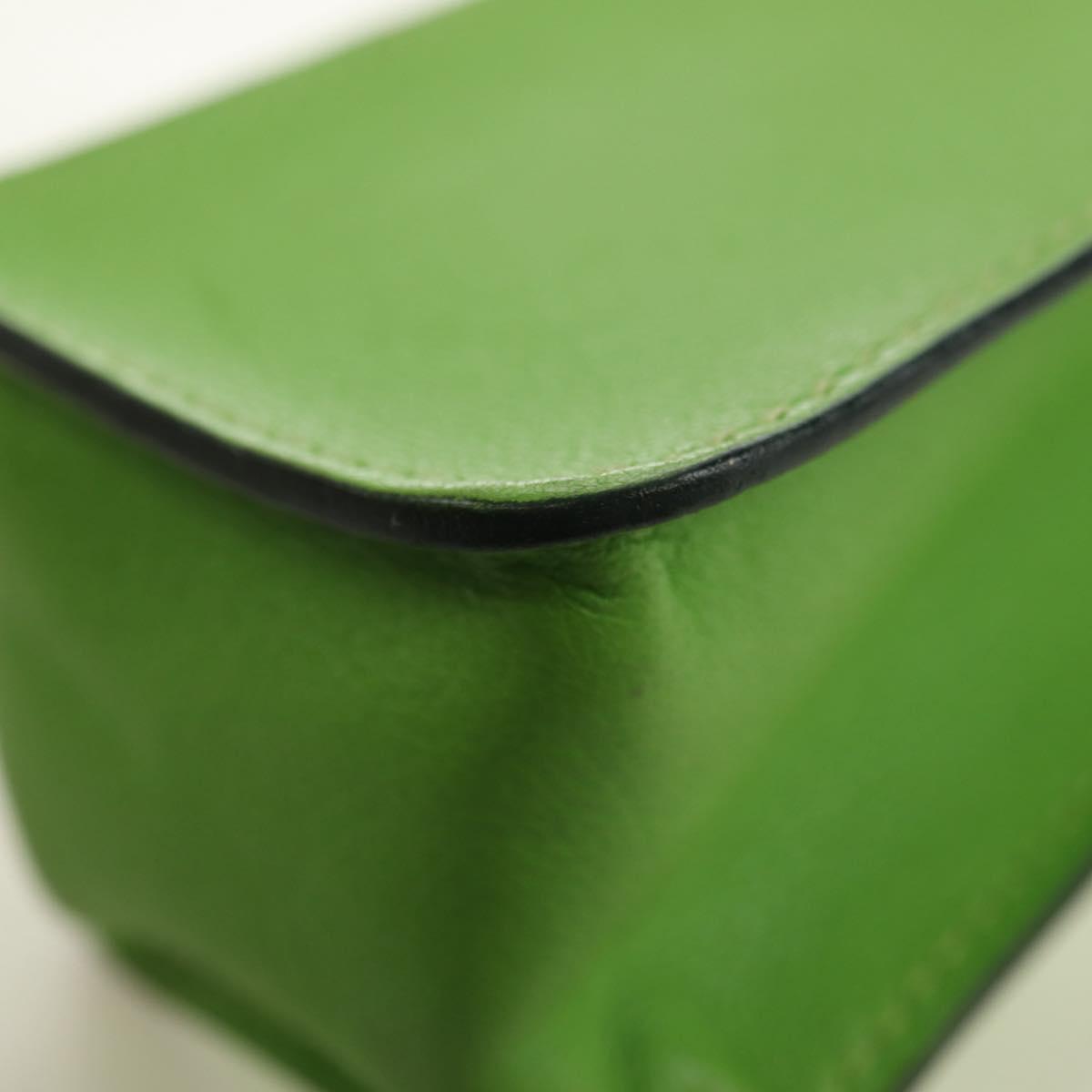 HERMES Pen Case Leather Green Gold Auth 178895M