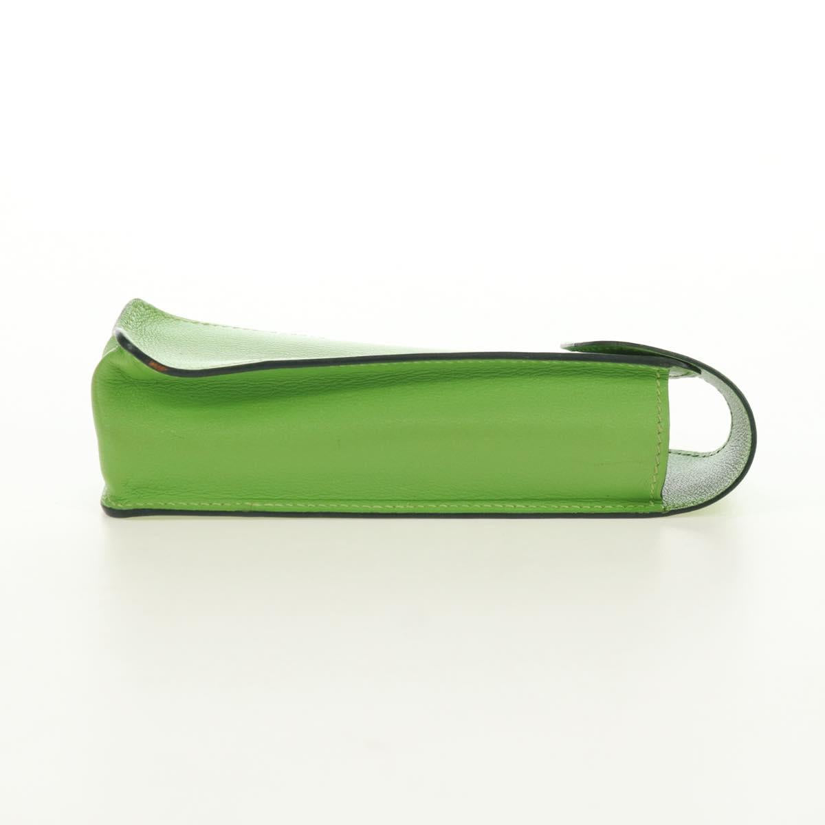HERMES Pen Case Leather Green Gold Auth 178895M