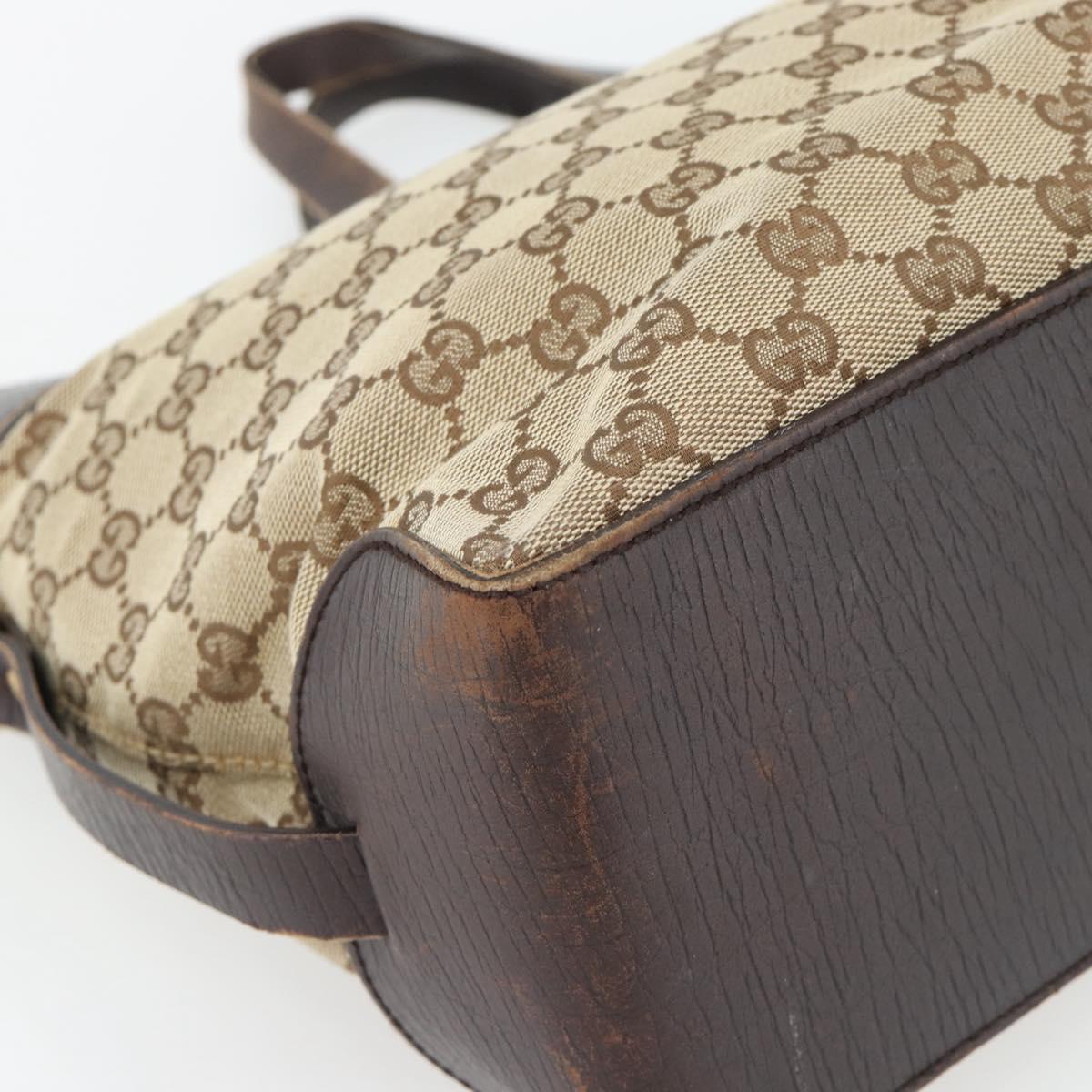 GUCCI GG Canvas Hand Bag Beige Gold 106251 Auth 178897