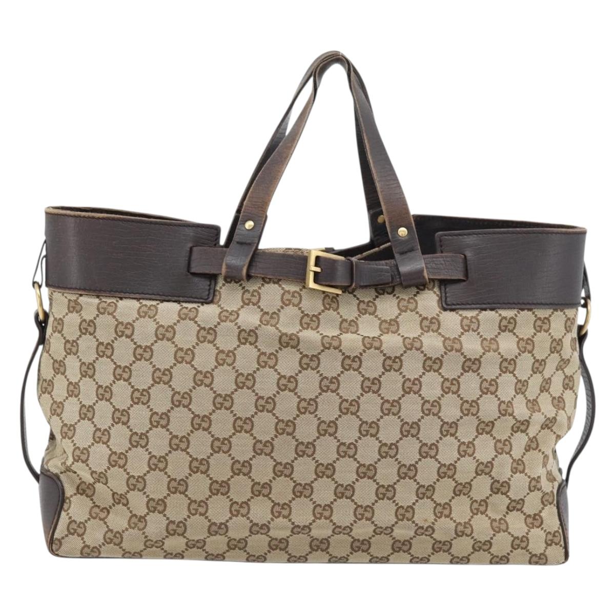 GUCCI GG Canvas Hand Bag Beige Gold 106251 Auth 178897
