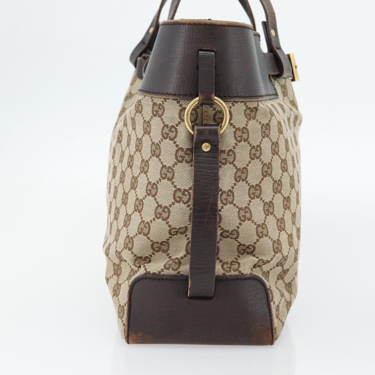 GUCCI GG Canvas Hand Bag Beige Gold 106251 Auth 178897