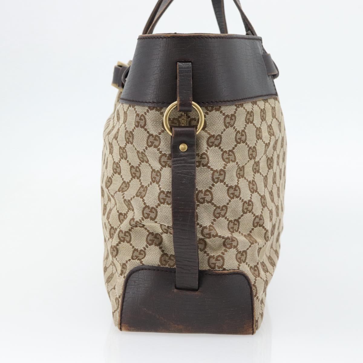 GUCCI GG Canvas Hand Bag Beige Gold 106251 Auth 178897