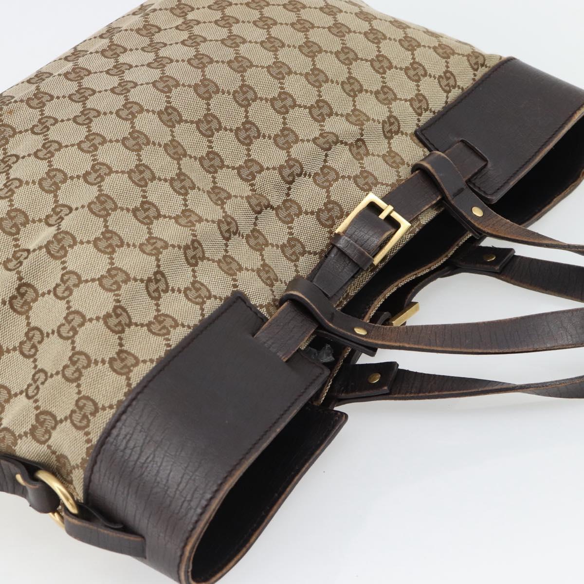 GUCCI GG Canvas Hand Bag Beige Gold 106251 Auth 178897