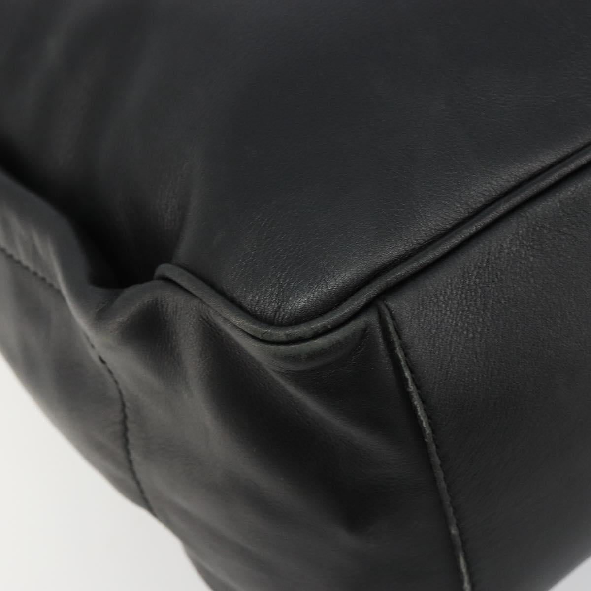 CELINE Shoulder Bag Leather Black Gold Auth 178898A