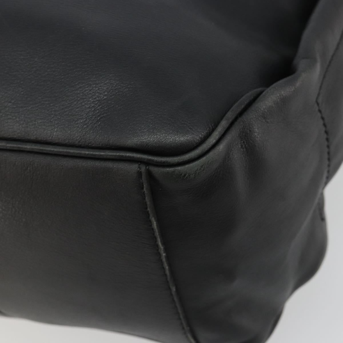 CELINE Shoulder Bag Leather Black Gold Auth 178898A