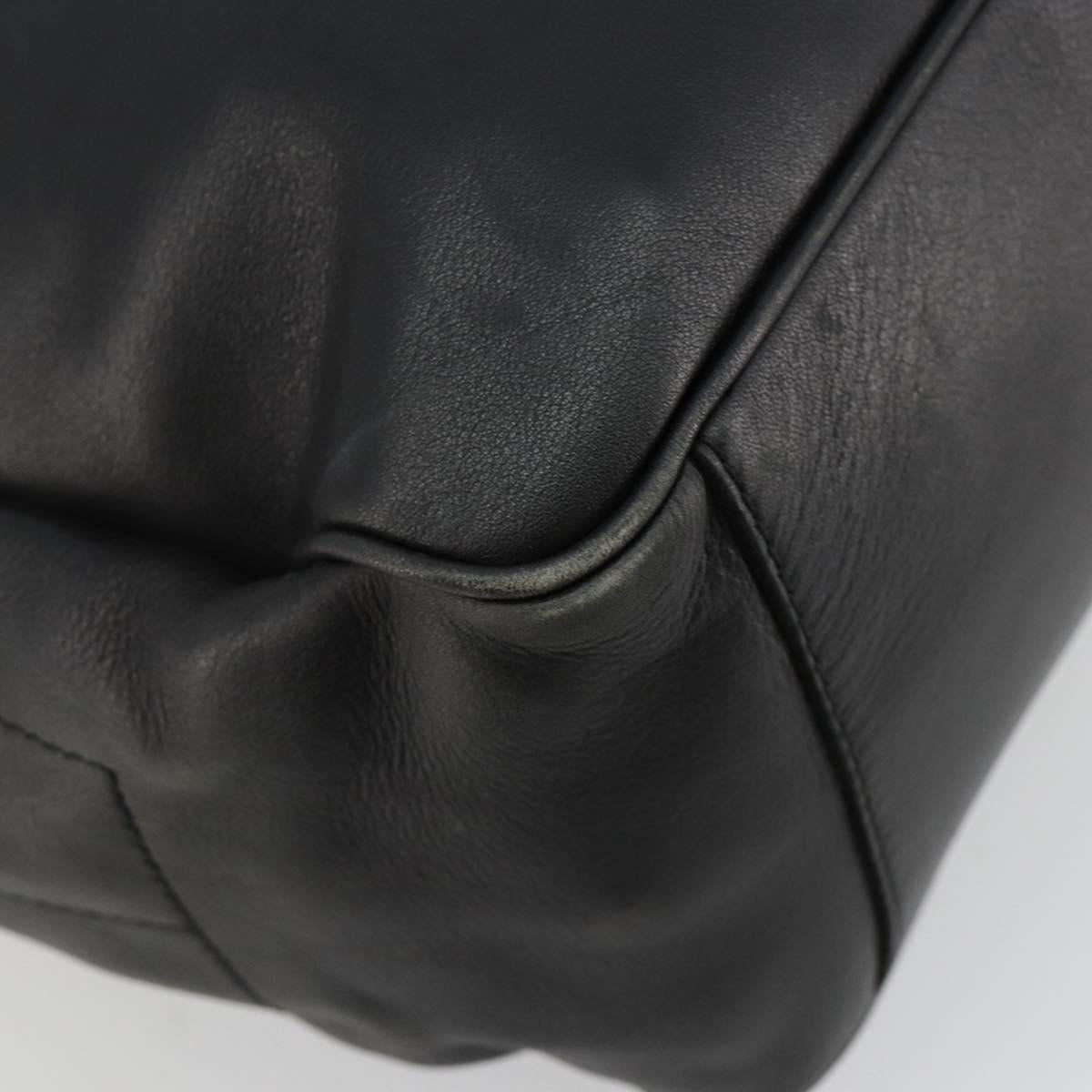 CELINE Shoulder Bag Leather Black Gold Auth 178898A