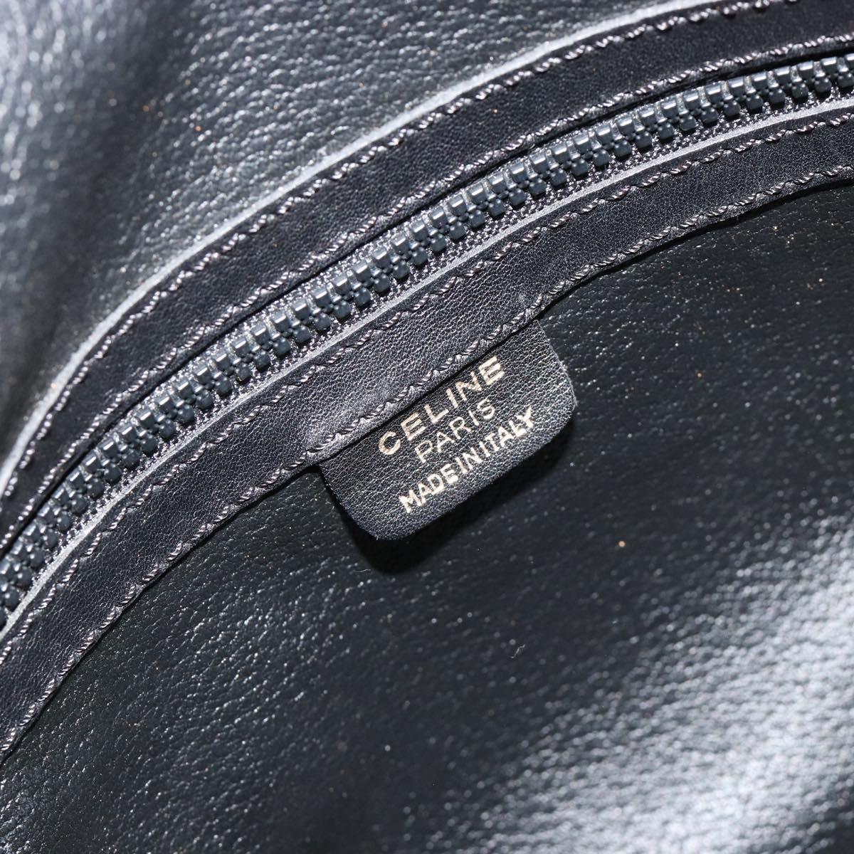 CELINE Shoulder Bag Leather Black Gold Auth 178898A