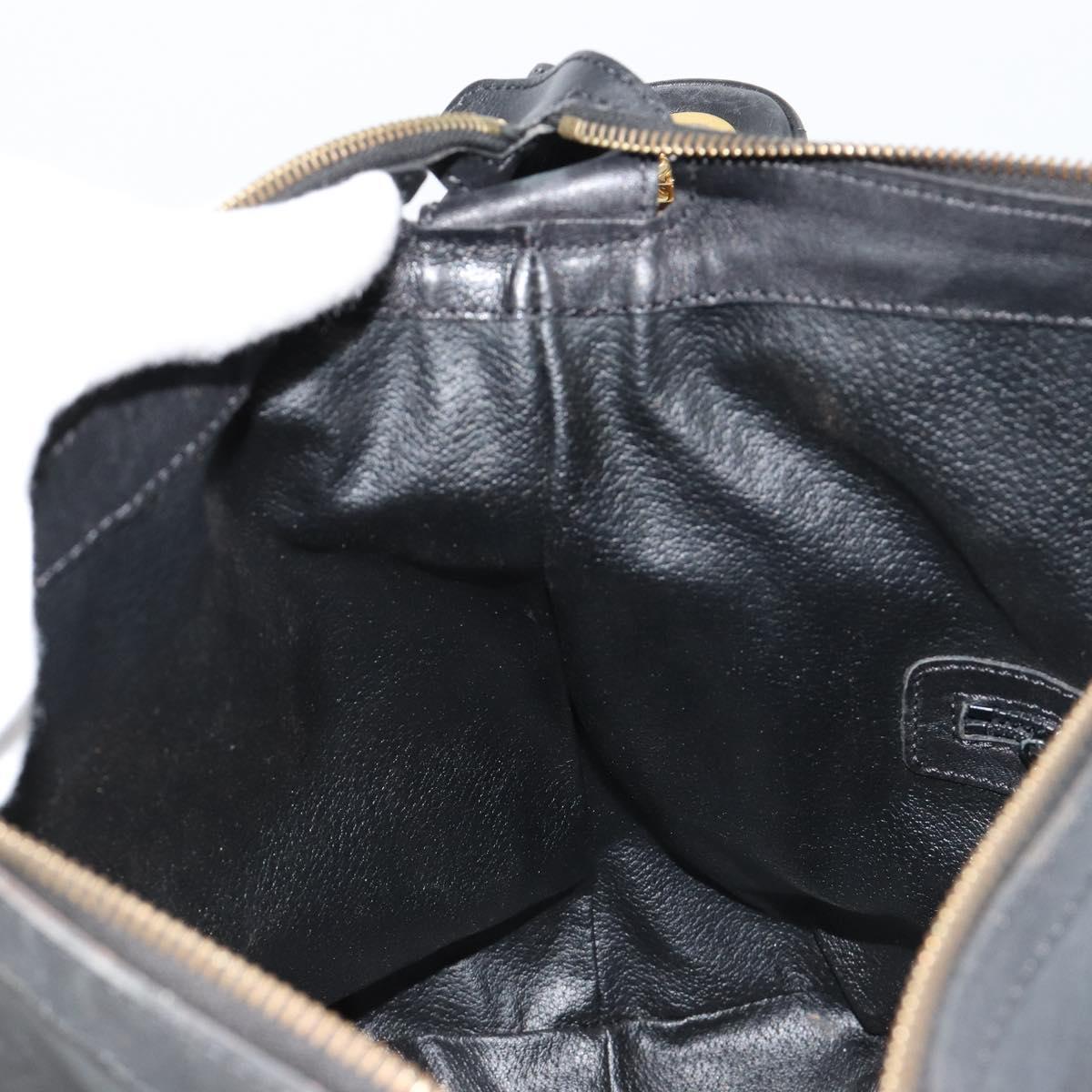 CELINE Shoulder Bag Leather Black Gold Auth 178898A