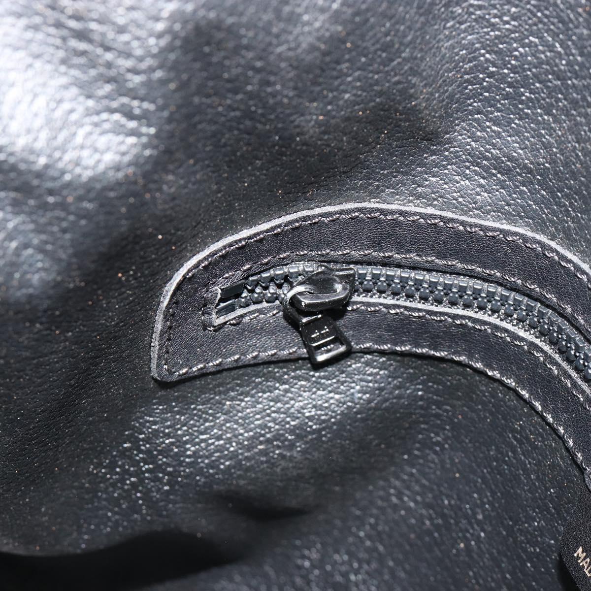 CELINE Shoulder Bag Leather Black Gold Auth 178898A