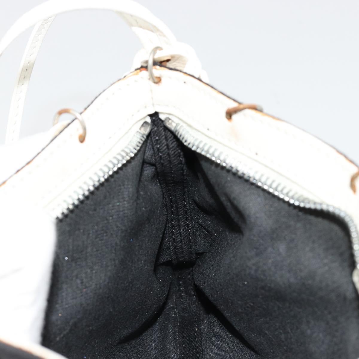 CELINE Accessory Pouch Leather Canvas Black White Auth 178899A