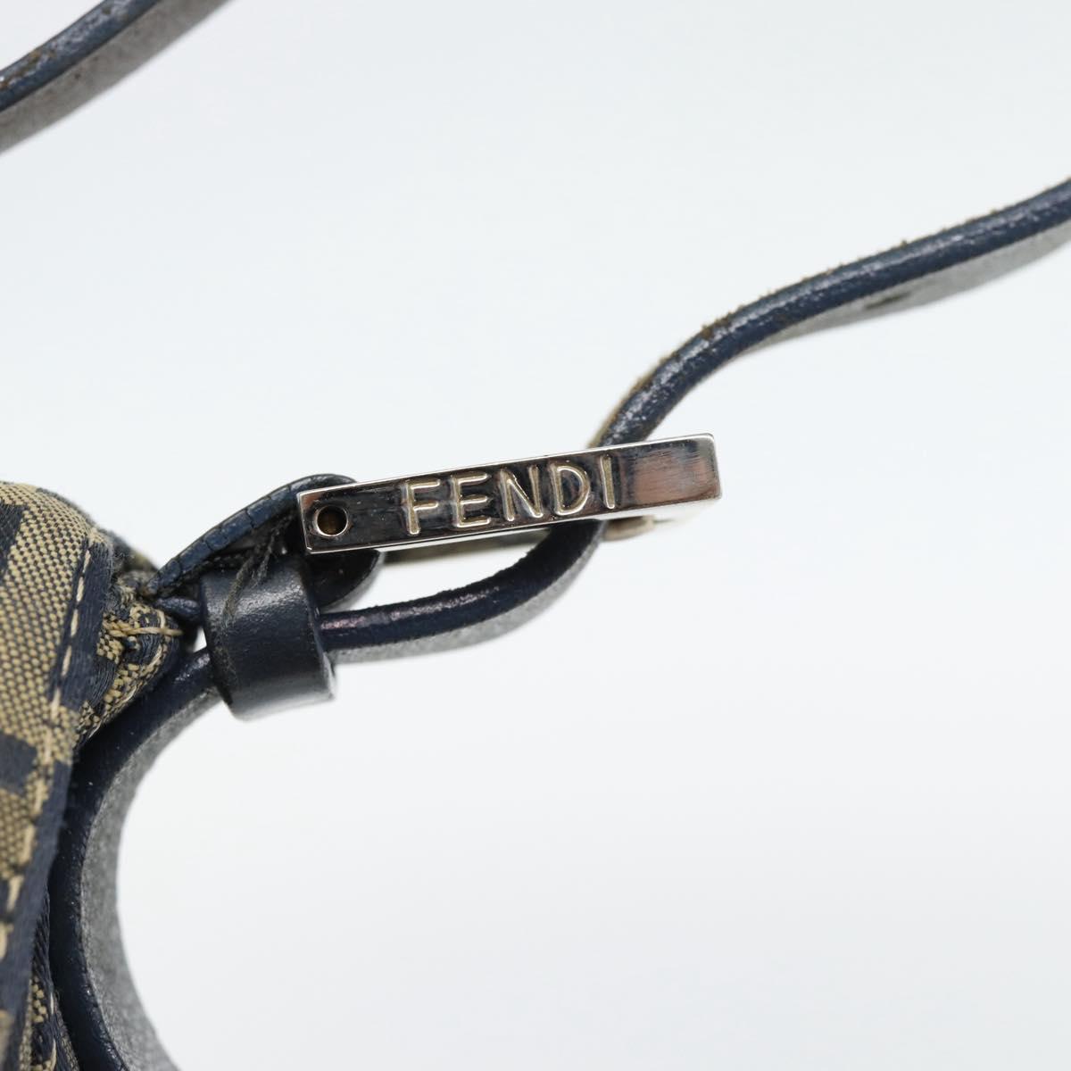 FENDI Zucchino Canvas Mamma Baguette Shoulder Bag Black Brown Auth 178902