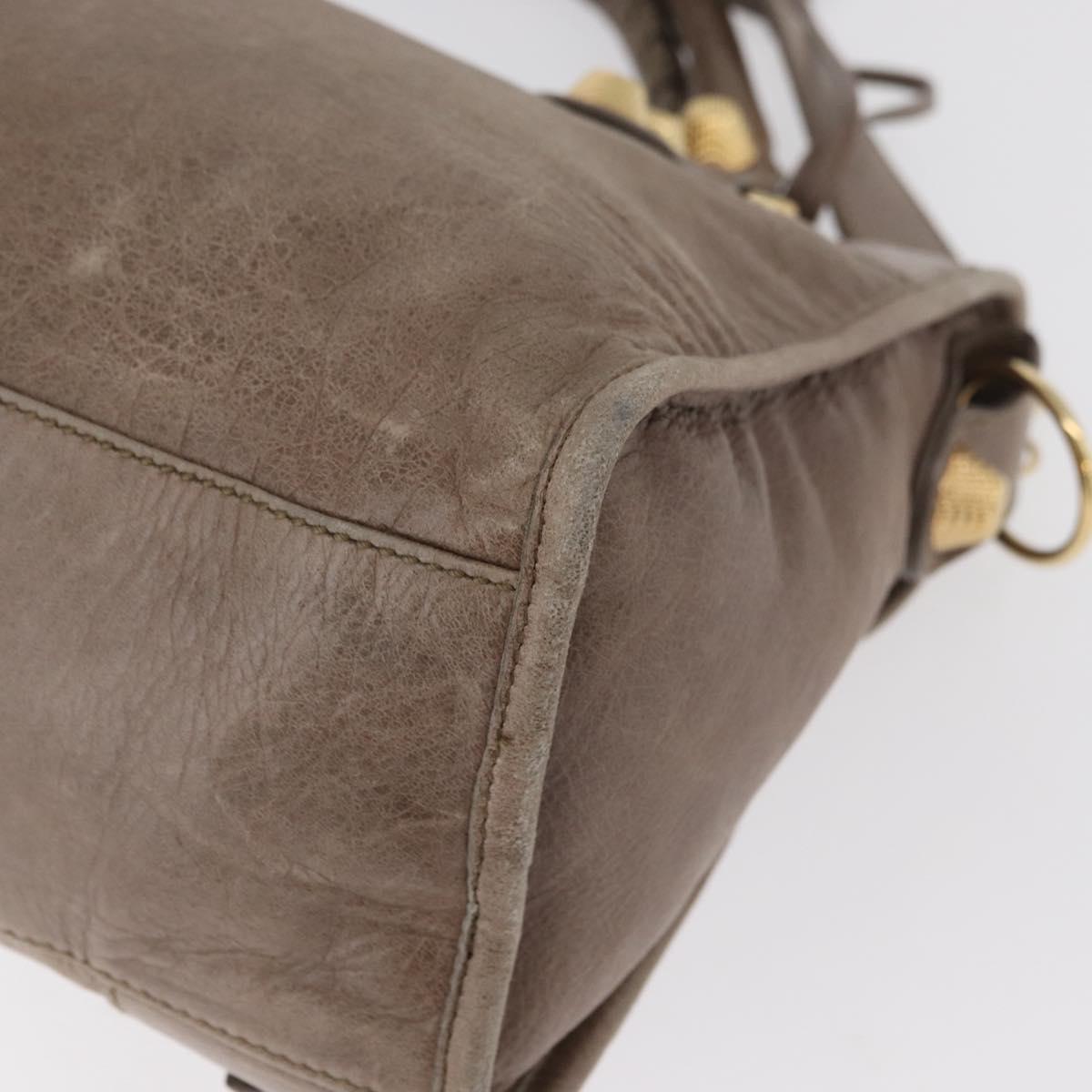 BALENCIAGA The Giant City Hand Bag Leather 2way Beige Gold 173084 Auth 178905SAM