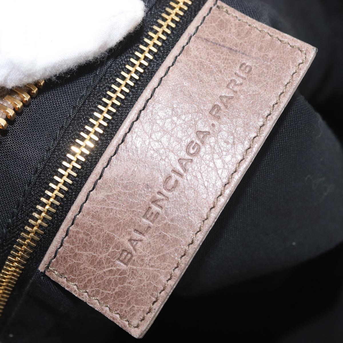BALENCIAGA The Giant City Hand Bag Leather 2way Beige Gold 173084 Auth 178905SAM