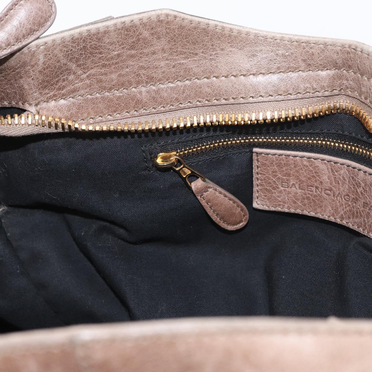 BALENCIAGA The Giant City Hand Bag Leather 2way Beige Gold 173084 Auth 178905SAM