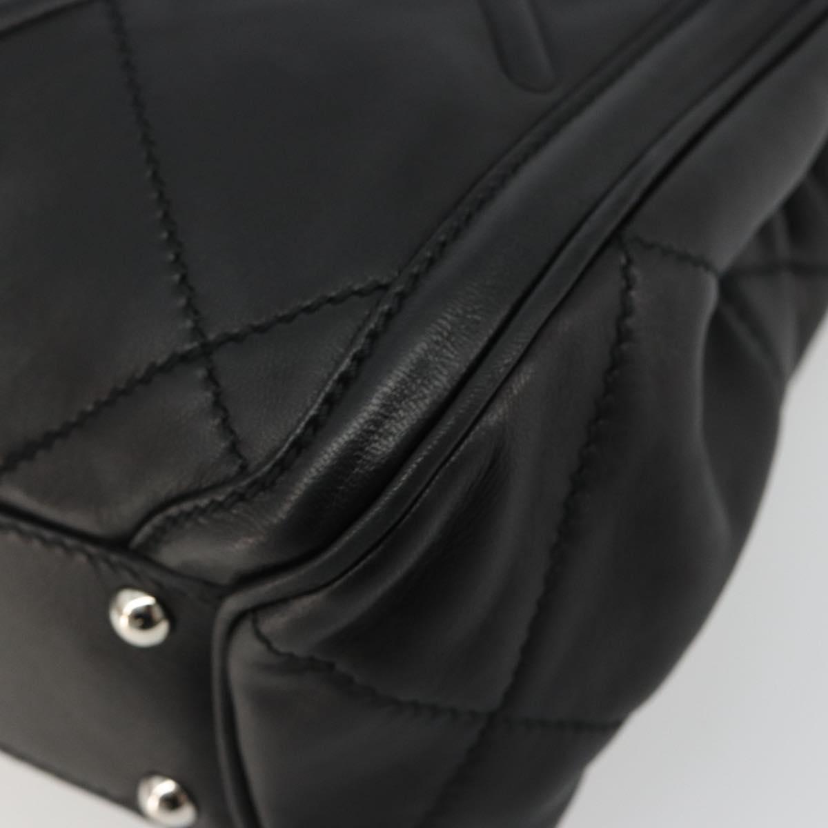 Salvatore Ferragamo Hand Bag Leather Black Silver Auth 178908A